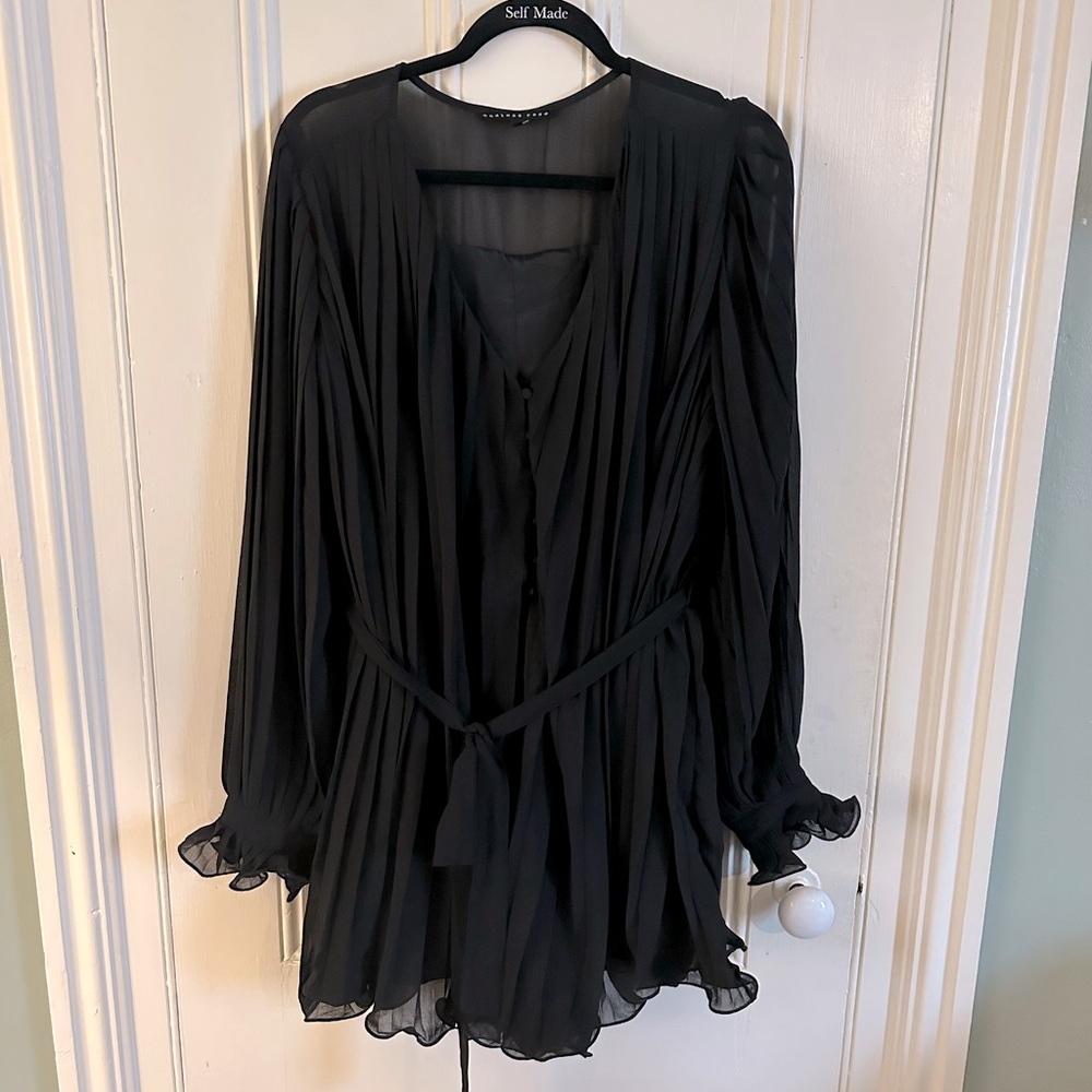 Long Sleeve Pleated Chiffon Romper